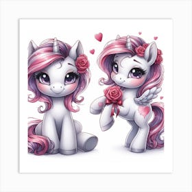 Valentine's Day, Unicorn Art Print