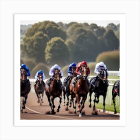 Jockeys Racing In A Race 3 Art Print