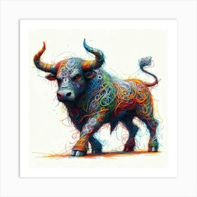 Scribble drawing of Taurus Art Print