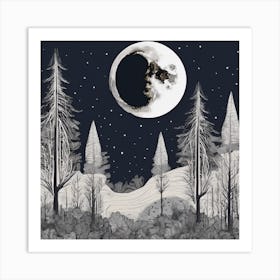 Moon And Forest  Art Print