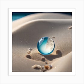 Water Drop On Sand Art Print