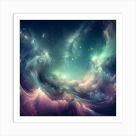 An ethereal and dreamlike depiction of the Northern Lights.4 Art Print