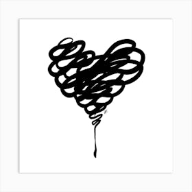 Ink Heart Square Line Art Print
