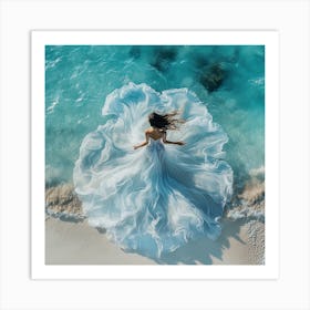 Wedding Dress On The Beach Art Print