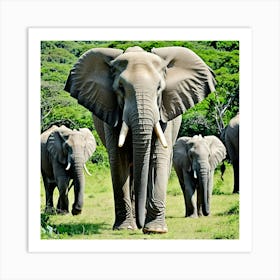 Elephants In The Wild 5 Art Print