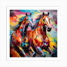 Two Horses Running Art Print