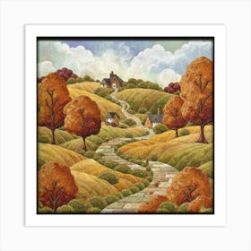 The Winding Road Home. In the middle of the meadows 8 Art Print