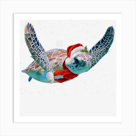 Sea Turtle Santa Christmas Hat For Turtle Lovers Art Print