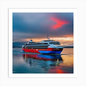 Cruise Ship At Sunset 1 Art Print