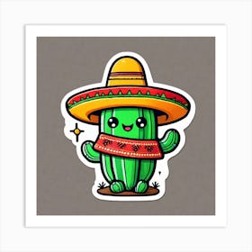 Cactus With Sombrero Art Print