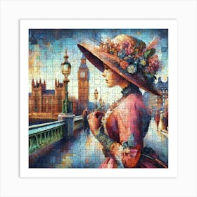 Abstract Puzzle Art English lady in London 2 Art Print