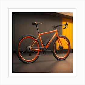 Orange Bicycle Art Print