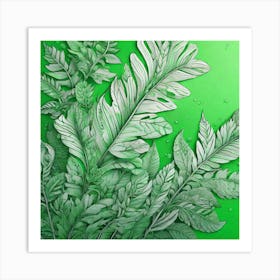 Green Leaves On A Green Background Art Print