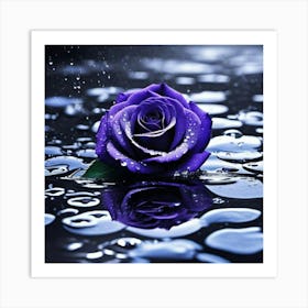 Purple Rose In Water Art Print