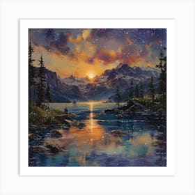 Sunset In The Mountains 4 Art Print