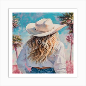 Cowgirl In Hat Art Print