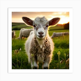 Grass Dairy Pasture Cattle Rural Rural Scene Green Goat Farm Grass Land Buck Eco Cute N (7) Art Print