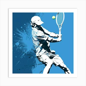 Tennis Player Hitting The Ball Art Print