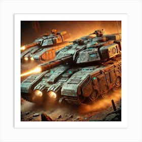 Martian Battle Tanks Converted Art Print