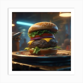 Cyberpunk Burger 1 Art Print