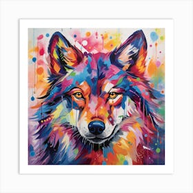 Wolf splash 1 Art Print