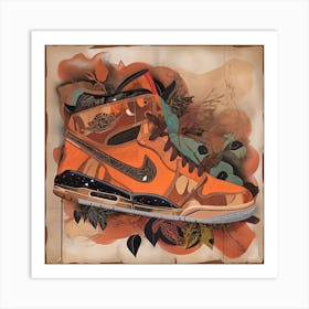 Jordan 1 Brown Autumn Nike Sneakers Painting Poster Art Print