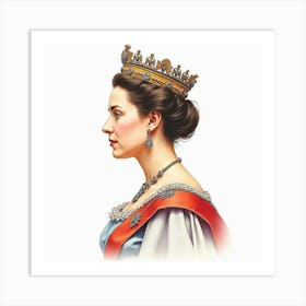 Watercolor Image Of Queen Elizabeth I, Highlighting Her Royal Dignity 1 Art Print