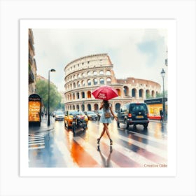 Watercolour Of Rome Art Print