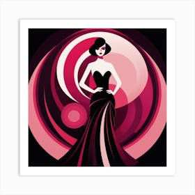 Fashion Woman In Black Dress Art Print