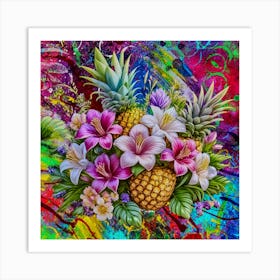 Pineapples And Lilies Art Print