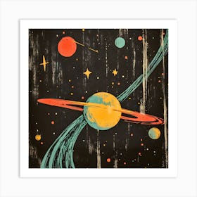 Galactic Knight Art Print - Red and Black Abstract Design 1 Art Print