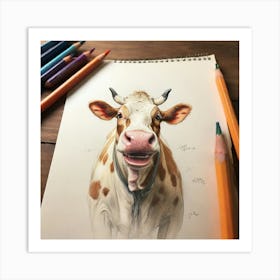 Cow Drawing 6 Art Print