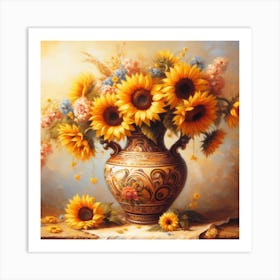 Sunflowers In A Vase 3 Art Print