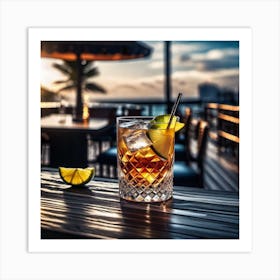 Cocktail On A Wooden Table 1 Art Print