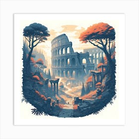 Colosseum In An Enchanted Forest 8 Art Print