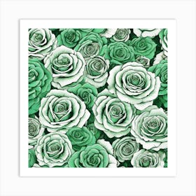 Green Roses On Edges As Frame With Empty Space In Centre Ultra Hd Realistic Vivid Colors Highly (4) Art Print