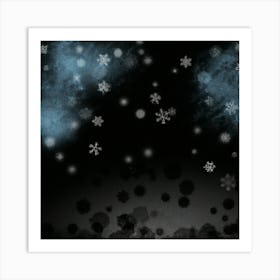 Snowflakes On A Black Background Art Print