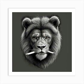 Lion With Cigarette Art Print