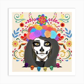 Floral Day Of The dead Art Print