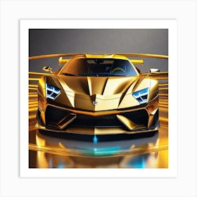 Golden Lamborghini 12 Art Print