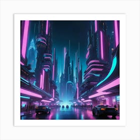 Futuristic City art print 4 Art Print