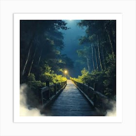 Bridge In The Woods Art Print