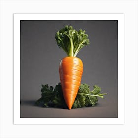 Carrot On A Grey Background 1 Art Print