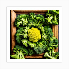 Top View Of Broccoli In A Frame 1 Art Print