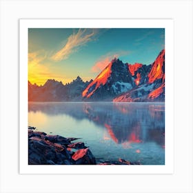 Sunset In The Mountains 4 Art Print