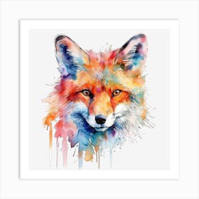 Fox Watercolor Painting 1 Póster