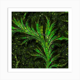Abstract Green Leaves Art Print
