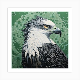 Ohara Koson Inspired Bird Painting Osprey 2 Square Art Print