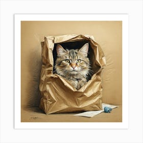 Cat In A Bag 1 Art Print