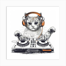 Dj Cat 7 Art Print